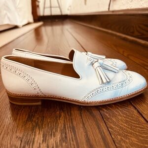 Stuart Weitzman White Leather Loafers